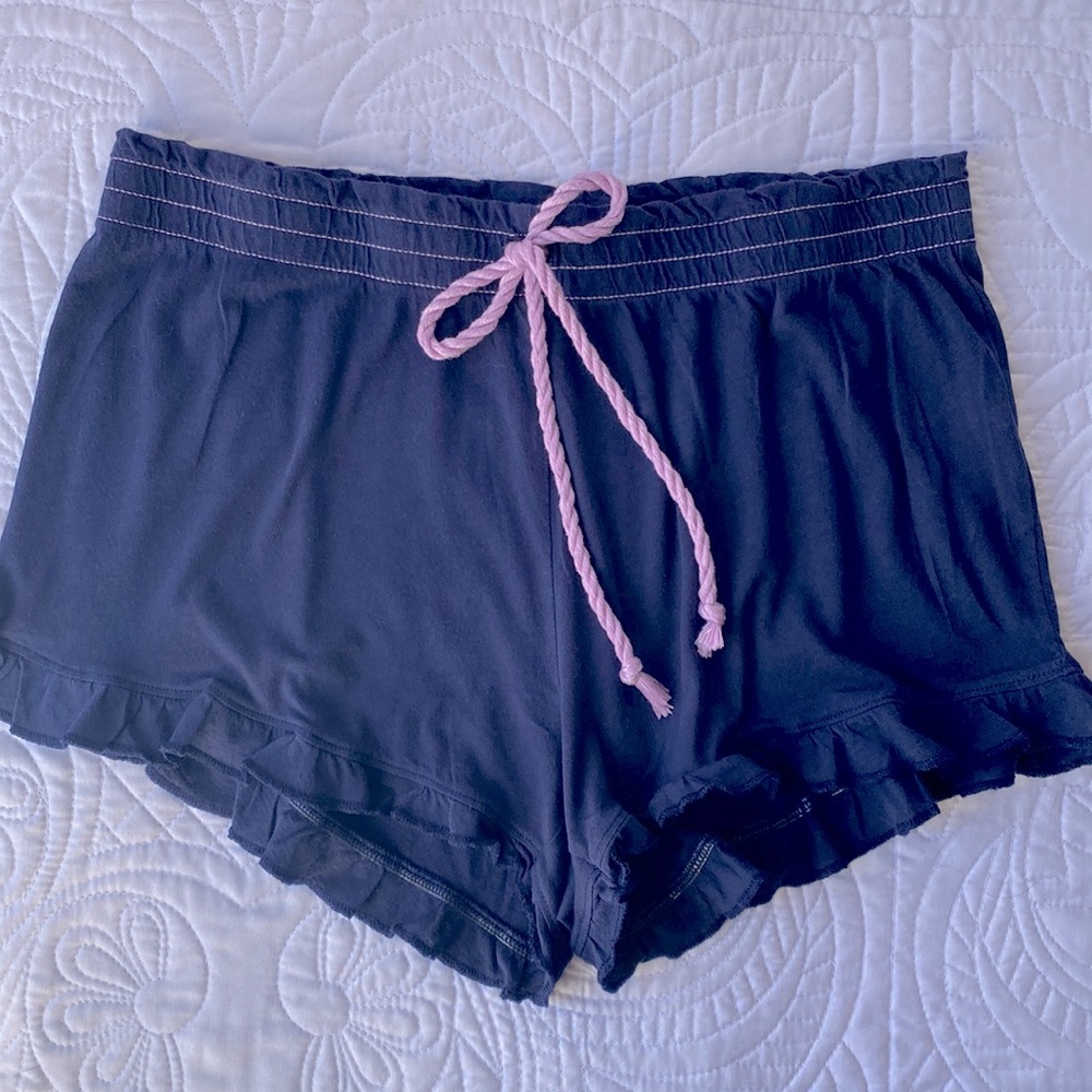 aerie Women’s Pajama Shorts Sz XS Navy with ruffle